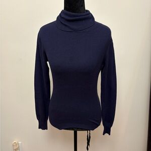 Women's Navy Turtleneck Sweater - Classic Slim Fit